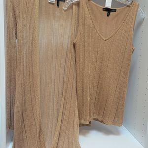 WHBM coordinating copper metallic yank and topper.